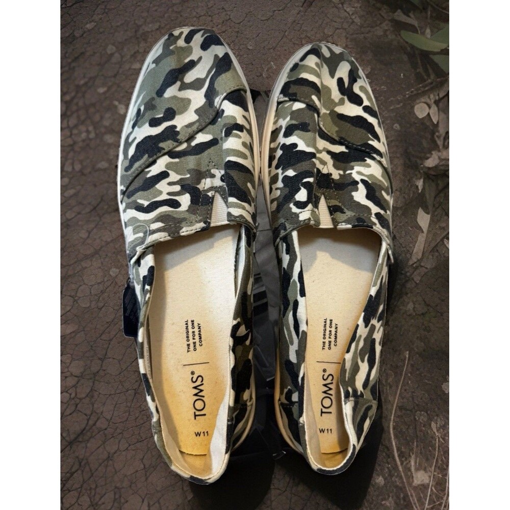 NWT TOMS Alpargata Cupsole Women Sz 11 Slip On Sneakers Dirty Olive Camouflage